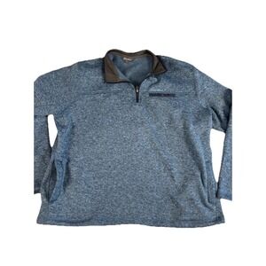 Eddie Bauer Mens‎ XXL Blue Quarter Zip Fleece Pullover Sweater Knit Jacket